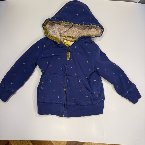Boden Other - Boden Kids' Blue Hoodie Sherpa lined with Multicolored Dots
